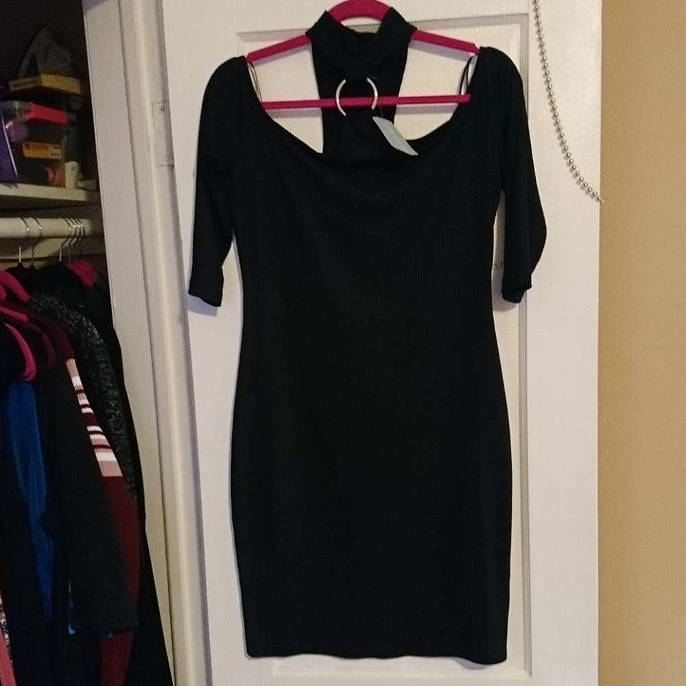 Mock Neck Cold Shoulder Dress